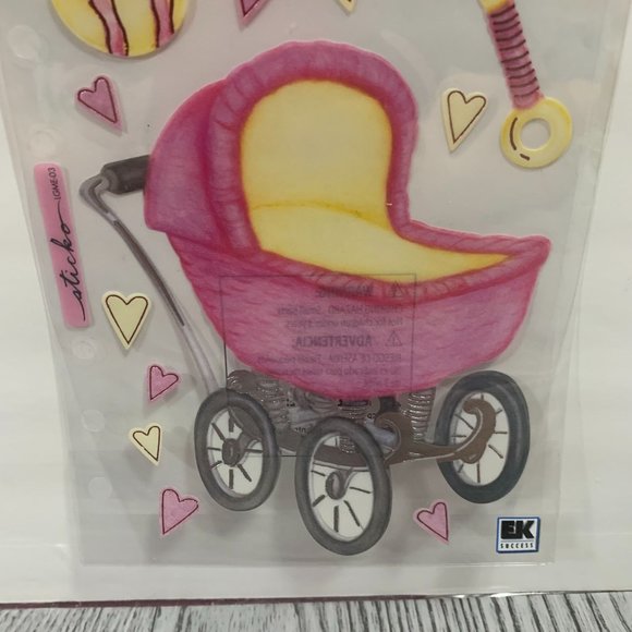 EKSuccess Sticko Tiny Giants Vellum Sticker Pink Baby Carriage Scrapbooking Stic - Picture 4 of 6